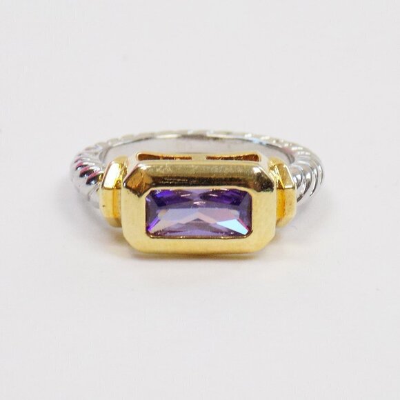 new with box purple crystal ring silver and gold - Picture 1 of 4